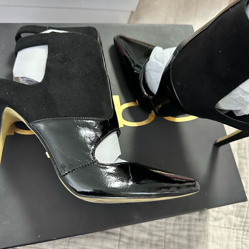 bebe Black Patent Heeled Boots - Picture 3 of 4